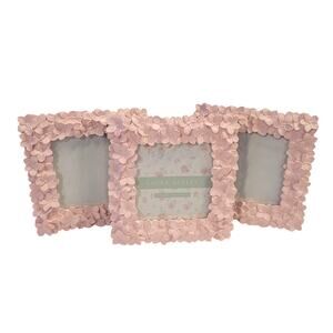 Laura Ashley Pink Picture Frames (3) Textured Resin Floral 4 X 4 Baby Shower